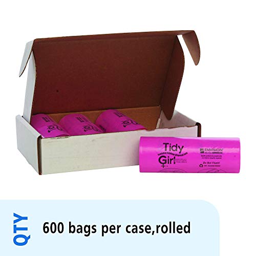 Envision TGUF TidyGirl Feminine Hygiene Disposal Bag Refills, Antimicrobial Additive, Odor Control, 30% Recycled Content, Pink (Pack of 600) - Thumbnail 2