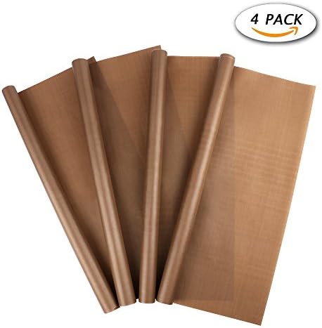 PROLOVE Non-stick Grill and Bake Mat, Heat Resistant Cutable PTFE Teflon Sheet for Baking, Reusable Waterproof Craft Sheet 16 X 24" Large (4 Pack)