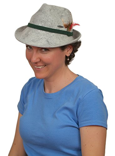 Essence Of Europe Gifts Men's Austrian & German Style Wool Hat W/ Feather Medium Gray
