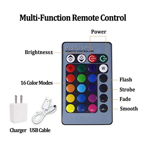 Palawell for Girls - Unicorn 3D Night Light 15 Changing Color Remote Control Unicorn Kids Room Decor Lighting - with Charger (# 2)