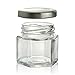 Mini Glass Hexagon Jars - Set of 24 1.5oz Hexagon Jars with Silver Caps Chalkboard Labels - Perfect for Spices, Honey, Canning, Gifts and Crafts - Kitchen Storage Jars