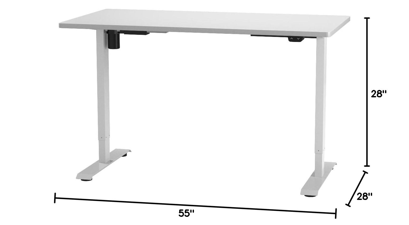 FLEXISPOT EN1 One-Piece Electric White Standing Desk 55 x 28 Inch Desktop Adjustable Height Desk for Home Office and Computer Workstation (White Frame + 55