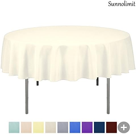 Sunnolimit Tablecloth - 70 Inch Dia -Ivory-Round Polyester Table Cloth, Wrinkle,Stain Resistant - Great for Buffet Table, Parties, Holiday Dinner & More