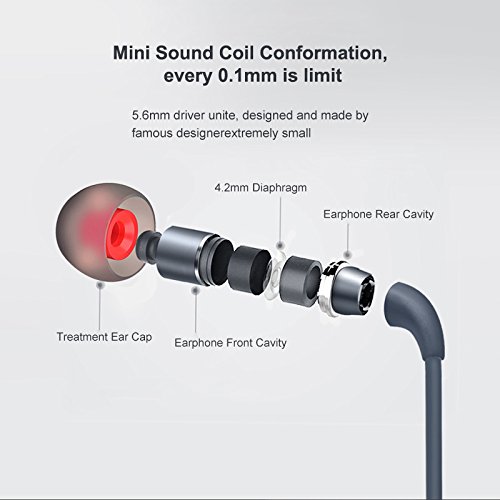 TNSHO Earphones with Mic Mini Wired HIFI Stereo Bass In-Ear Headphone Headset Gold Plated 3.5mm Jack for Smart Phone 4 Feet(1.2 meter) Gray