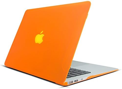 HuGee Translucent Hard Case for MacBook Air 13 Inch (Model: A1369/A1466), 13.3" Mac Book laptop Cover Coated with Matte Rubber Skin - Orange