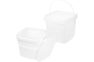Sewroro 2Pcs 5L Square Plastic Bucket with Lid and Handle, Food-Grade Water Storage Pail for Home and Farm