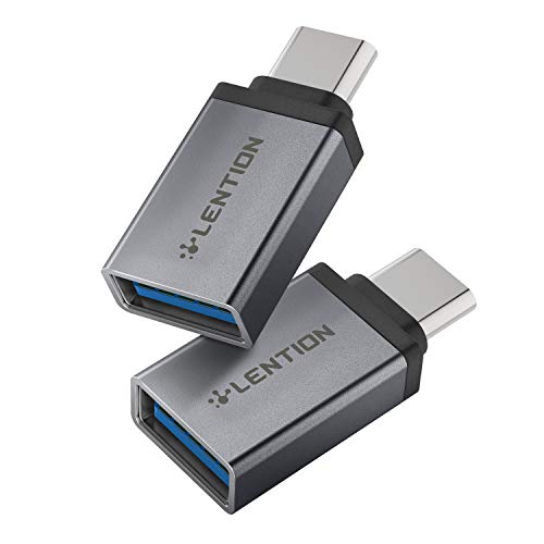 LENTION USB-C to USB 3.0 Adapter, Convert Type-C to Type-A Compatible MacBook Pro 13/15 (Thunderbolt 3 Port), 2018 2019 Mac Air/iPad Pro, Surface Book 2/Go, More (2 Pack, Dark Gray)