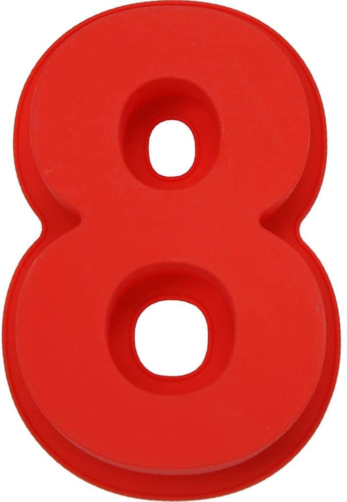 10 Inch Silicone Numbers Cake Molds, 3D Baking Silicone Mould, Large Number Cake Mold Set Numbers Cake Molds Silicone Baking Pans for Birthday and Wedding Anniversary (8)