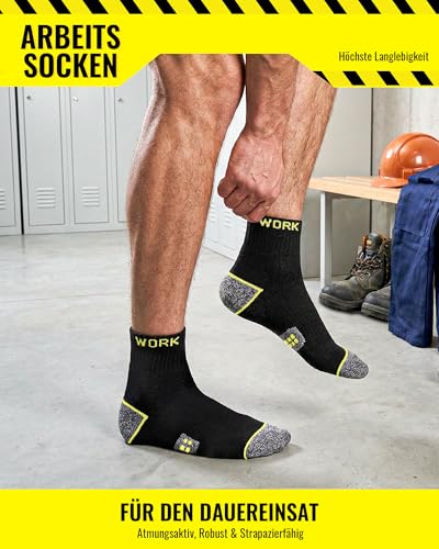 Effeet 10 Pairs of Short Work Socks Men's Quarter Socks, Padded Reinforced Work Socks, Breathable Short Socks with Comfort Waistband, Work Socks