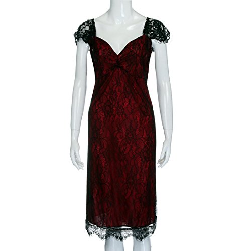Plus Size Dress, AgrinTol Plus Size Women Sleeveless Lace Long Evening Party Prom Gown Formal Dress (4XL, Red)