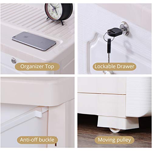 Nafenai Bedroom Tall Dresser with Locks, 6 Large Plastic Storage Drawers for Clothes, Storage Organizer Unit for Closet, Study Room, Office, Kids Playroom, Entryway, Hallway -Creamy White