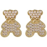 La Miraya (JWL-084) Gold Plated Teddy Bear Studs - Dainty Animal Earring for Women, Playful Fashion Jewelry