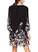 DJT Women's Floral Pattern 3/4 Sleeve Loose Fit Chiffon Tunic Dress X-Large Black Floral