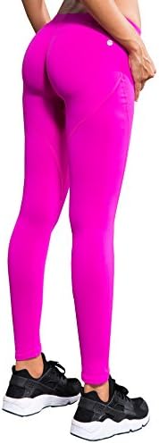 Laisa Sports Women's Compression Thigh Slimming Butt Lift Leggings Hip Push Up Yoga Pants (US Small=Asia L, Pink)