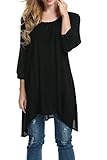 Meaneor Women's Casual Plus Baggy 3/4 Sleeve Solid Loose Asymmetrical Tunic Top