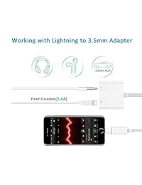 Headphone Adapter for iPhone 8 8 Plus Xs XS Max XR X 7 7 Plus Headphones Jack Charger Adaptor 3.5mm Charging and Listen to Music 2in1 Earphone Dongle Splitter Aux Accessories Support iOS 10.3Above