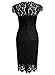 Miusol Women's Retro Floral Lace Slim Evening Cocktail Mini Dress (Large, Black)