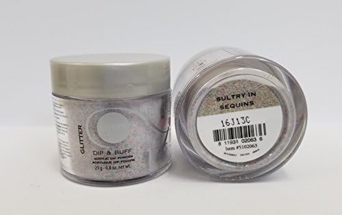 DIP &amp; BUFF Acrylic Dipping Colors Powder .0.8oz/23g - (63 - Sultry In Sequins) + Buy 3 any Colors get FREE 1 Airbrush Stencil
