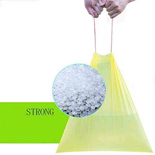 8 Gallon Drawstring Trash Bags,WanJiaXinHui Colorful Yellow Medium Kitchen Garbage Bags,Extra Strong Rubbish Bags for Home,Office,Car(90counts/6rolls) - Thumbnail 2
