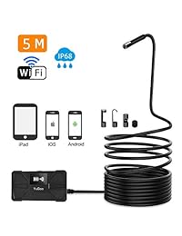 Yugoo Endoscopio inalámbrico, WiFi Borescopio 1,18 pulgadas a 197 pulgadas Longitud focal, 1080P HD WiFi Snake Inspección Cámara Endoscopio con 2.0MP, y 0.315 in Cable impermeable para Android e iOS, Tablet 16.5ft