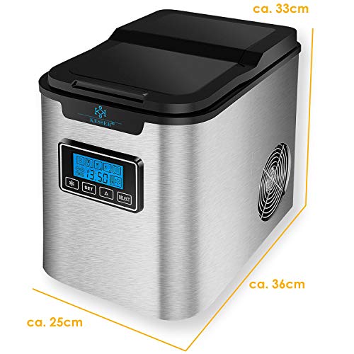 KESSER® Eiswürfelbereiter | Eiswürfelmaschine Edelstahl | 150W Ice Maker | 12 kg 24 h | 3 Würfelgrößen | Zubereitung in… – Bild 6