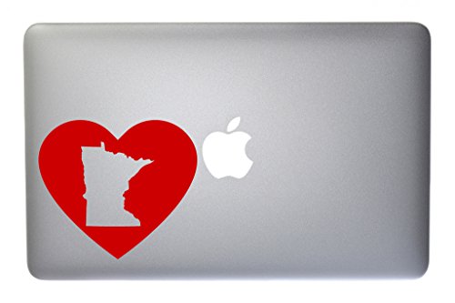 Minnesota Love State Pride Heart Vinyl Decal for Macbook, Laptop or other device 5 Inch (dark red)