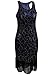Vijiv 1920s Gastby Sequined Embellished Fringed Paisley Flapper Dress Blue XXL