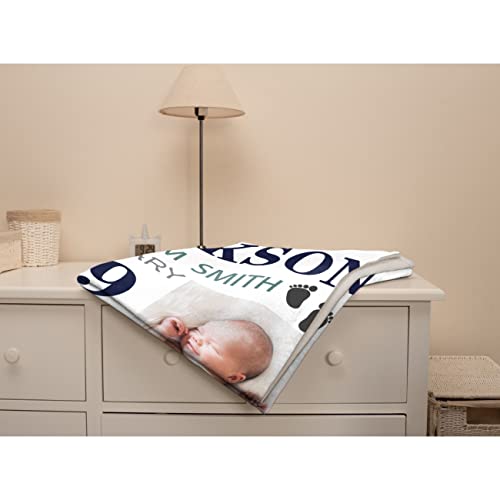 Personalized Baby Blanket with Birth Information for Boys and Girls, Customized Name Blanket from Baby's Name Birth Time Date, Gift for New Mom Dad Granddaughter Grandson Grandparents 40