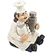 Sitting French Chef Pierre Glass Salt and Pepper Shaker Set with Decorative Display Stand Table Centerpiece Figurine for Country Cottage Decor Spice Racks & Gourmet Kitchen Decorations As Collectible