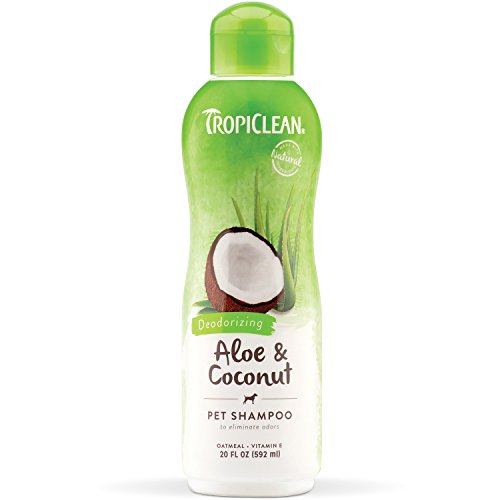 Tropiclean Aloe and Coconut Pet Shampoo, Deodorizing Shampoo for Dogs and Cats, Moisture Balancing and Odor Eliminating, 20 oz.