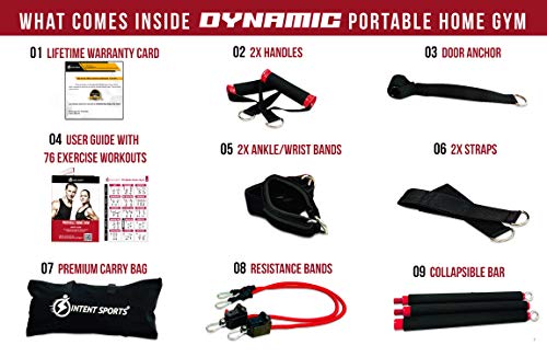 INTENT-SPORTS-Portable-Home-Gym--Dynamic-Total-Body-Workout-Package-with-Resistance-Bands-Collapsible-Bar-Straps-Handles--Strength-Training-for-Home-Travel-Exercise-Videos-Patent-Pending