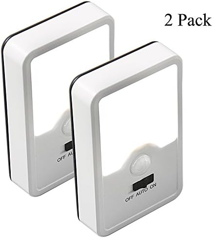 Haian Motion Sensor Light,Motion-Activated Night Light,Battery-Powered LED Night Light,Stick-anywhere Closet Lights for Bedroom,Bathroom,Kitchen,Hallway, Stairs,Garage (White - Pack of 2)