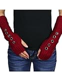 Dahlia Women's Button Accented Soft Acrylic Knit Fingerless Arm Warmer Gloves