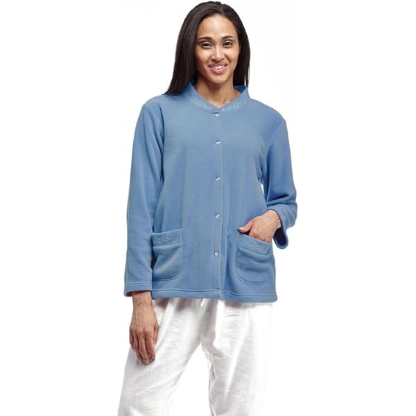 Cera Ve LA CERA Women's Plus Size Fleece Bed Jacket Pink At