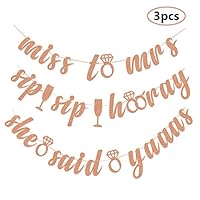 Faisichocalato Bachelorette Banner Rose Gold Glitter Bridal Shower Engagement Party Decorations,3 pcs