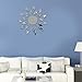 TIFENNY Luxury 3D Sunflower Home Decor Bell Cool Mirrors Wall Stickers Gold 3D Mirror Wall Stickers Living Room Entrance Bedroom TV Wall Decals Marriage Room Decorated (Silver)