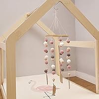 Nuxn Baby Crib Mobile Felt Ball Nursery Ceiling Mobile Handmade Kids Room Wall Hanging Decor Wooden Cot Mobile Felt DIY Craft Nursery Decoration for Girls Boys