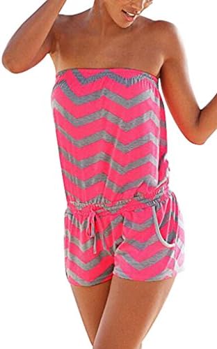 Sumtory Women's Strapless Printed Short Rompers Beachwear One Piece Jumpsuit