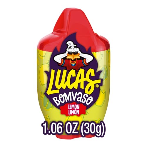 LUCAS BOMVASO JELLY LEMON FLAVORED WITH CHEWING GUM CANDY, 1.06OZ – 10 PIECES PACK FOR TREATS, FRUIT, PARTIES, PIÑATAS