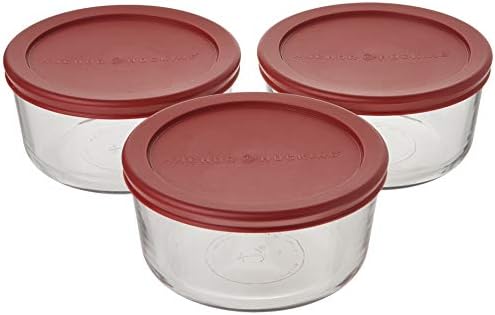 Anchor Hocking 4 Cup Food Storage Containers With Red Lids (3)