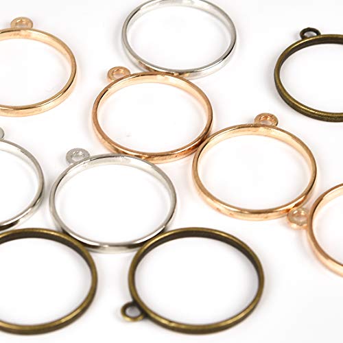 OBSEDE Round Open Bezel Pendants Charms Resin Molds for Jewelry Findings Pressed Flower Frame Hollow Trays 25mm 30pcs
