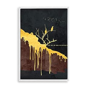 Framed Home Artwork Golden Abstract Art for Living Room Bedroom
