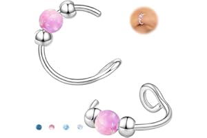 GREETING CARD EARRINGS Fake Nose Ring Hoops Opal Fake Septum Nose Piercing Jewelry 20G Clip On Surgical Steel Faux Nose Rings for Women Men Non Pierce Lip Ear Cartilage Helix Rings No Piercing Body Jewelry