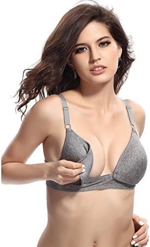 EMIKI Pregnant Women Bra Maternity Breastfeeding Nursing Bras (80/US 8, Gray)