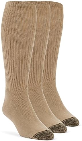 YolBer Men's Cotton Super Soft Over the Calf Cushion Socks - 3 Pairs