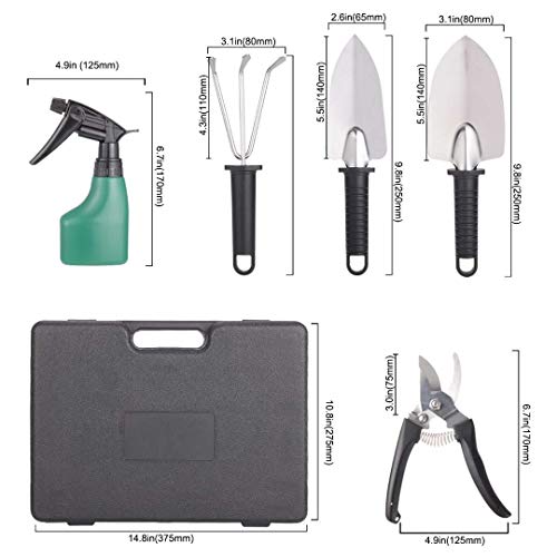 xderlin Gardening Tools Set,Portable 6 Pieces Stainless Steel Garden Tool Sets,Gardening Gifts for Women,Men (Black-6 PCS) - Thumbnail 6