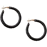 Handmade Rattan Earrings - Large Circle Braided Straw Wicker Drop Earrings - Light Weight Summer Hoops