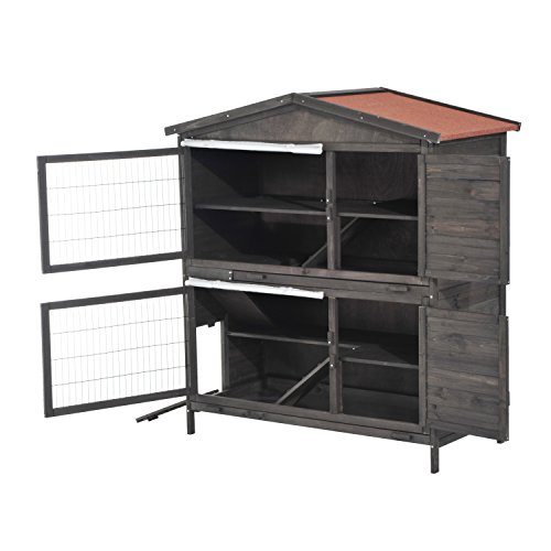 pawhut 2 story rabbit hutch