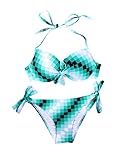 RELLECIGA Women's Bikini Set Bow Minimal Push Up Halter Top Side Tie Swimwear