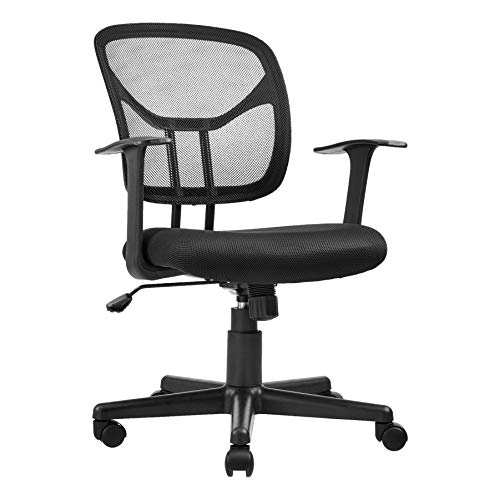 AmazonBasics Classic Mid-Back Mesh Swivel Office Desk Chair with Armrest - Black